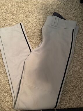 Easton Light Gray Baseball Pants with Black Piping